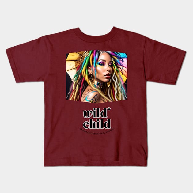 Wild Child embrace unruliness within (dreads and tattoos) Kids T-Shirt by PersianFMts